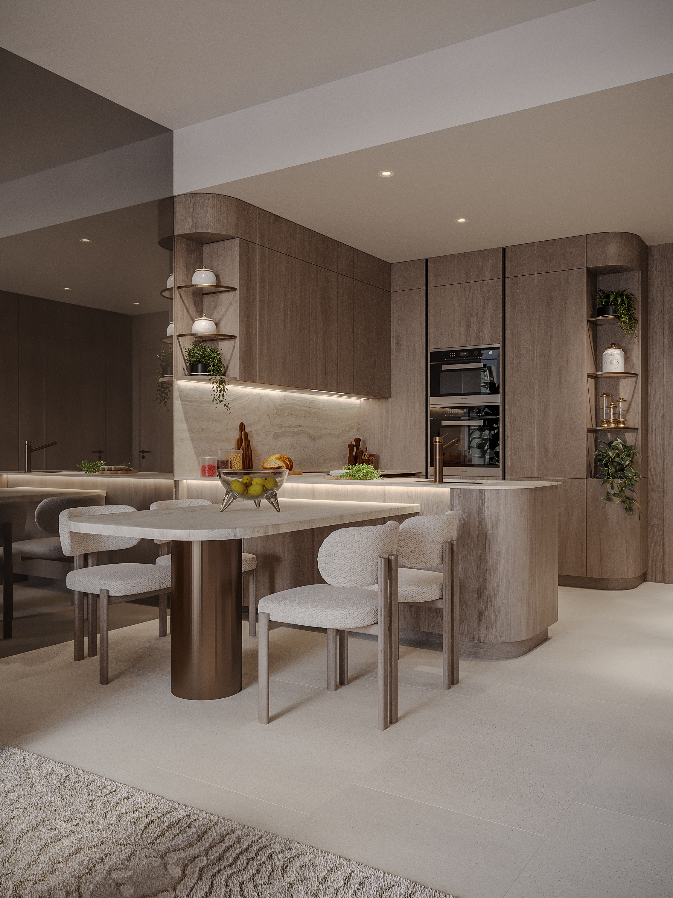 Two-bedroom kitchen and dining