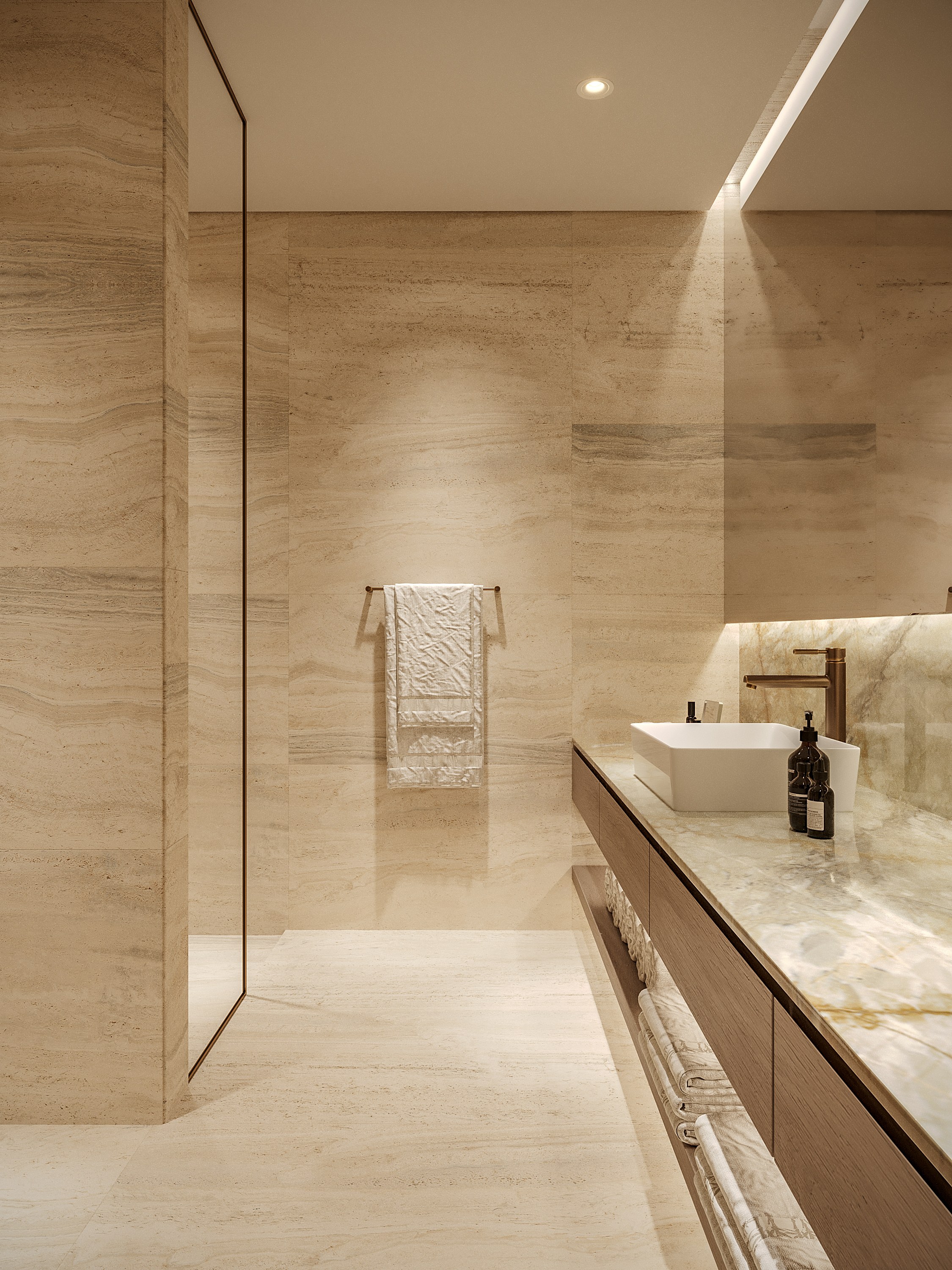 Spa-like stone bathroom